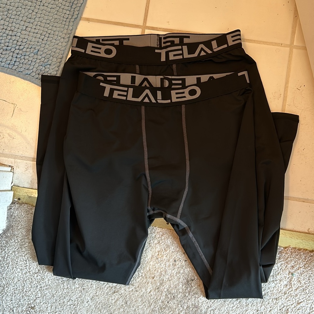 TELALEO set of 2 Pairs Men’s Sz Medium Black Exercise Pants